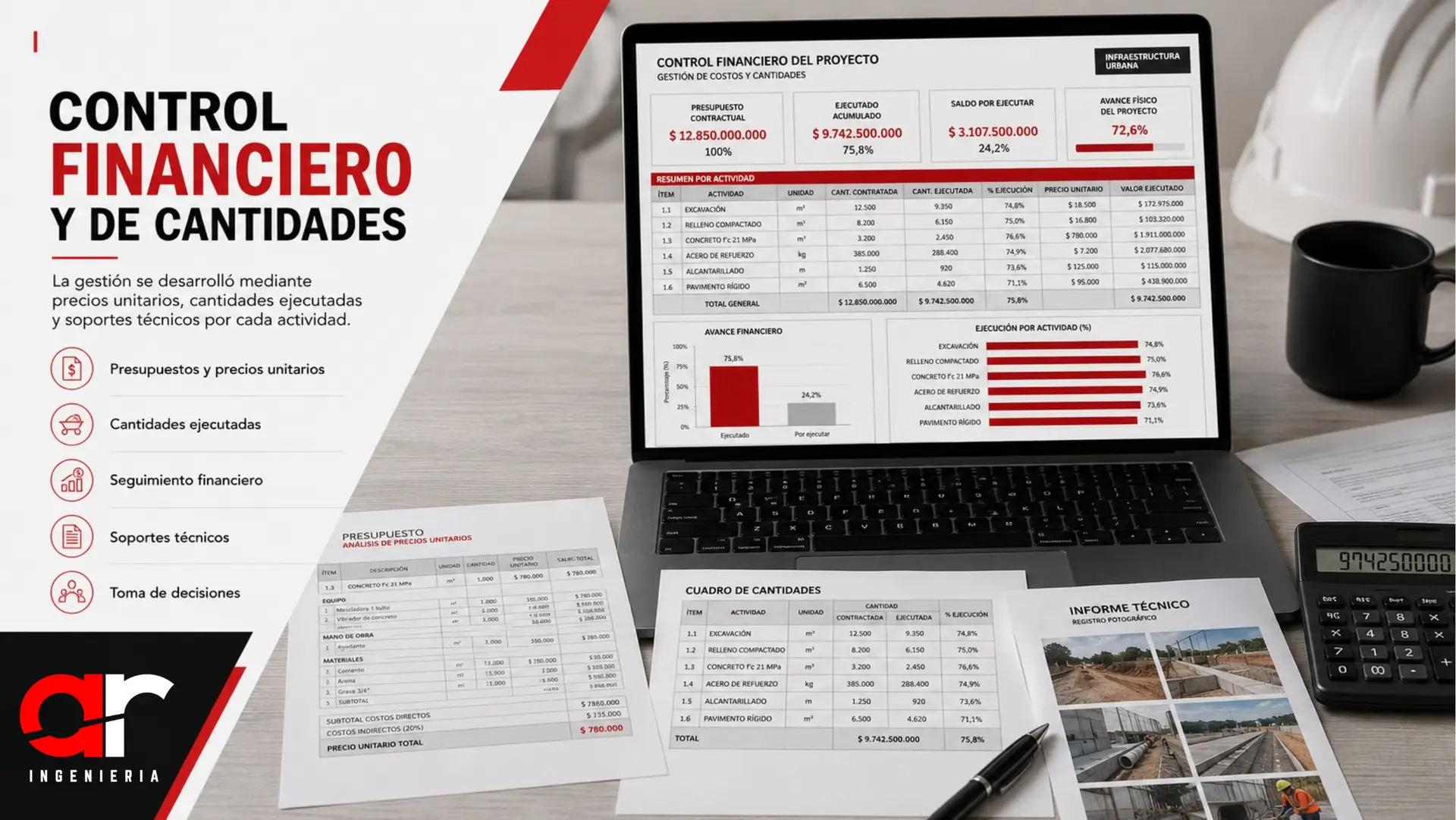 Control financiero, presupuesto, cantidades de obra y dashboard de seguimiento
